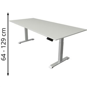 Kerkmann Schreibtisch Move 4, lichtgrau / silber, elektrisch höhenverstellbar, 225 x 64-129 x 100 cm