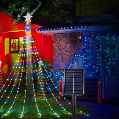 Discount Dollar Deals Solar Outdoor LED Fairy Lamp, Christmas Pentagram Waterproof String Light, Holiday And Family Party Garden Decorations multicolor 3m