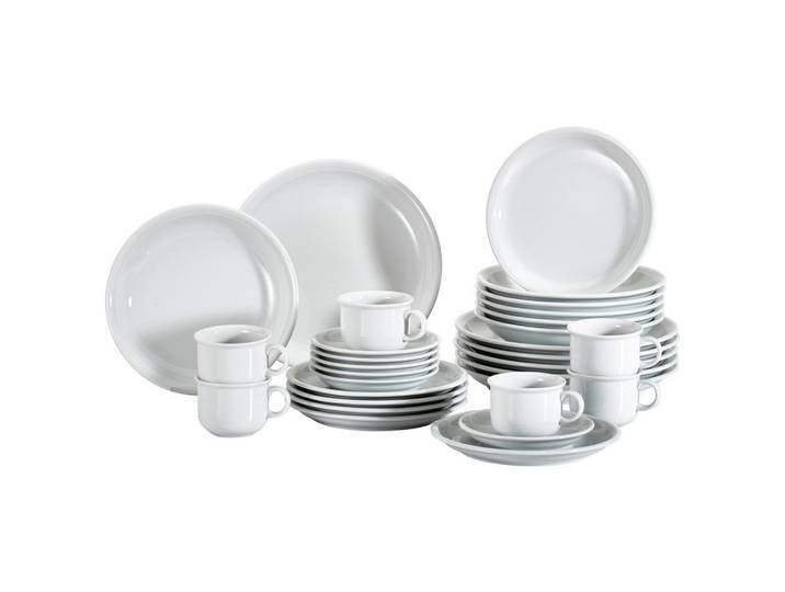 Thomas Kombiservice, Weiss, Keramik, 30-teilig, Uni, Geschirr, Geschirr-Sets, Kombiservice