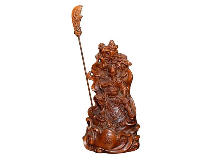 Statues en bois pour décoration de maison, Sculpture de Dragon Guan Gong, soulagement, Protection divine, déco, Mini vivant