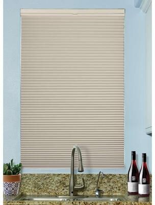 "BlindsAvenue Cordless Top Down/Bottom Up Blackout Cellular Honeycomb Shade, 9/16"" Single Cell, Fawn"