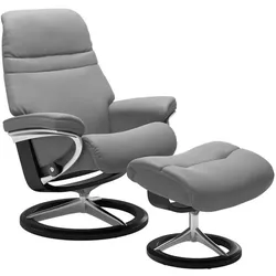 Stressless Sessel mit Hocker Sunrise Signature Leder Grau Batick Wild Dove S (Small)
