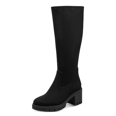 Stiefel MARCO TOZZI, Damen, Gr. 41, Textil, schwarz, Schuhe Stiefel, Blockabsatz, Langschaftstiefel mit praktischem Innenreißverschluss