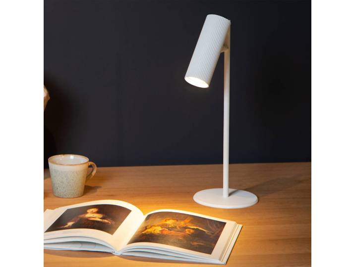 Bureaulamp Clubs, wit / opaal, Woon-/ Eetkamer, Aluminium, bureaulamp