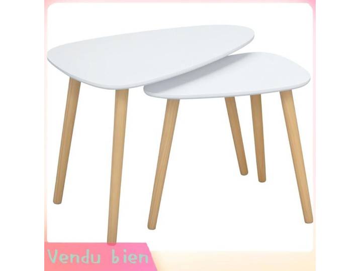 LIA Lot 2 tables gigognes scandinaves bois blanc