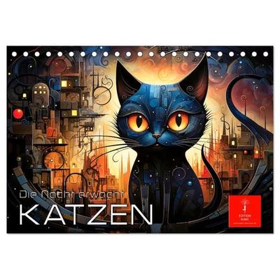 Katzen - die Nacht erwacht (Tischkalender 2026 DIN A5 quer), CALVENDO Monatskalender