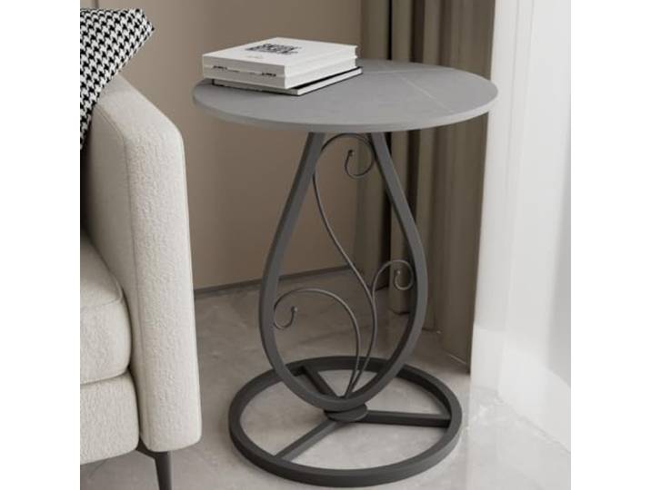 Mit Metallbeinen, kleiner runder Martini-Tisch, Nachttisch(/Black,C)
