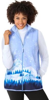 Women's Zip-Front Microfleece Vest by Woman Within in French Blue Mountain (Size 5X)