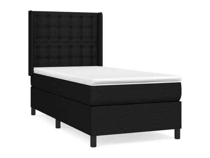 PUGYNBK Boxspringbett, 80 x 200 cm, Schwarz Verstellbares Kopfteil, Taschenfederkernmatratze, mittlere Festigkeit, atmungsaktive Polsterung