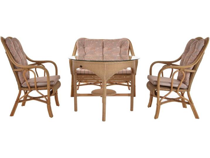 Krines Home Sitzgruppe Loom Wintergartenset Harrison Garnitur Loomset (Honig, 4-teilig), Wintergarten Natur