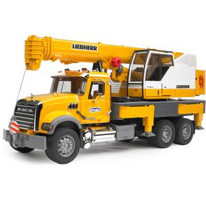 bruder Baustellenfahrzeug MACK Granite, Liebherr Kran-LKW, Maßstab 1:16