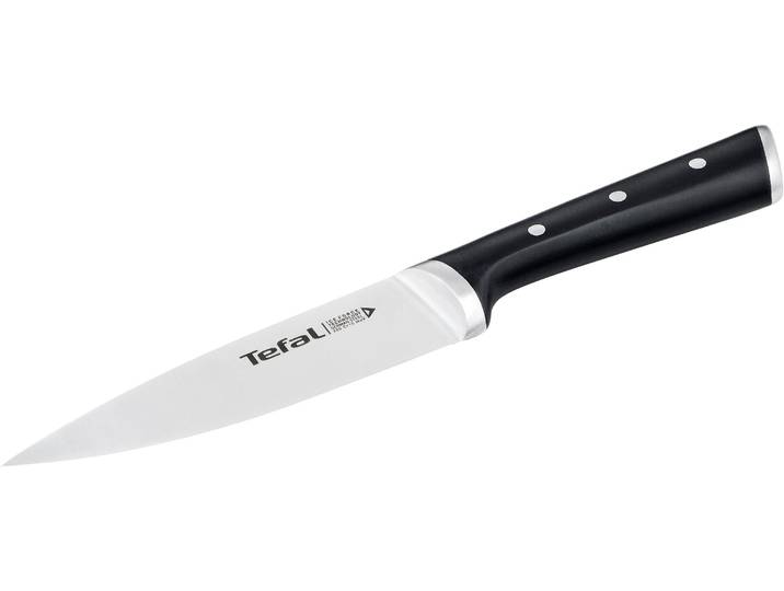 Kochmesser TEFAL Ice Force 15 cm , silber (schwarz, edelstahl), Klingenlänge 15cm, Edelstahl, Kunststoff, Kochmesser, Kochmesser, Eishärtung, Edelstahl Made in Germany, optimale Schärfe