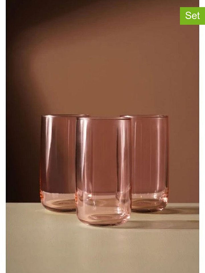 Violeta Home 3er-Set: Gläser in Rosa - 365 ml - onesize