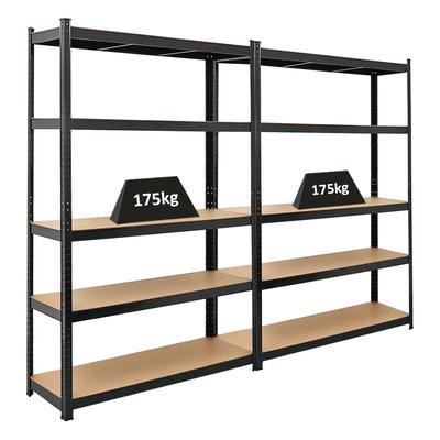 PROREGAL MegaDeal 2x Schwerlastregal Ragnar, HxBxT 180x120x40cm, Fachlast 175kg, Schwarz, Garagenregal Werkstattregal Lagerregal Steckregal