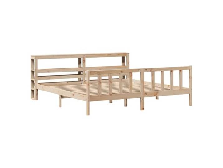 KTHLBRH Bett 180 x 200 cm aus massivem Kiefernholz Mit selbsttragendem Kopfteil, Seitenablagen, Latten aus Sperrholz, ohne Matratze