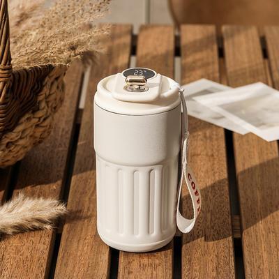 Combo Retail Shop Insulated Stainless Steel Coffee Cup, Intelligent Temperature Measurement Mug, High Aesthetic Thermal Beverage Tumbler white 401 500ml