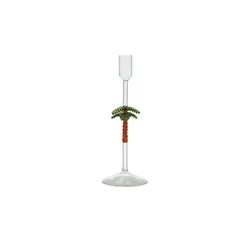 HOME STORY Kerzenhalter Palme   ¦ transparent/klar ¦ Glas ¦ Maße (cm): H: 24,5  Ø: 9.0