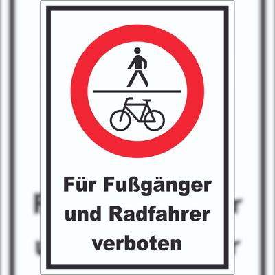HB-Druck Für Fußgänger und Radfahrer verboten Aufkleber A7 (74x105mm)