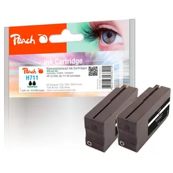 Peach Doppelpack Tintenpatrone schwarz kompatibel zu HP No. 711 BK*2, CZ129AE*2