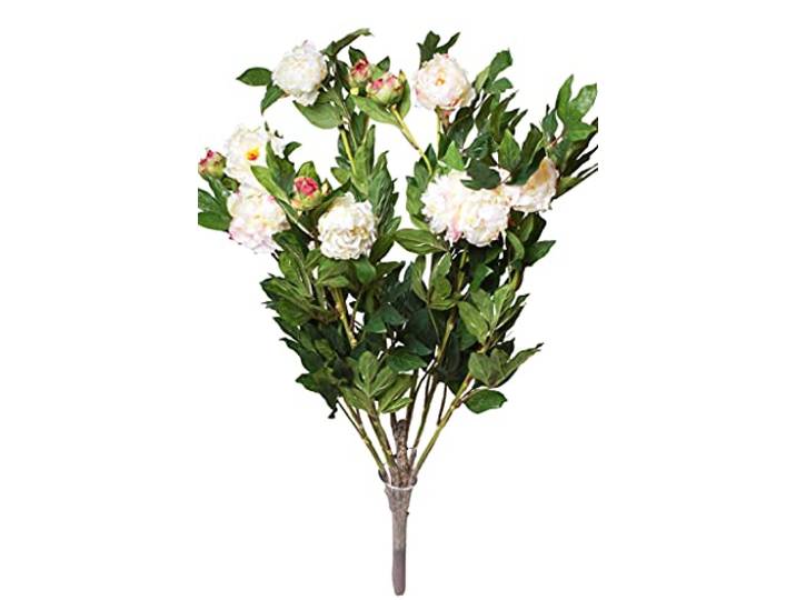 Botanic-Haus künstlicher Pfingstrosenbusch XXL mit 8 Blüten u. 3 Knospen Farbe: Creme-pink