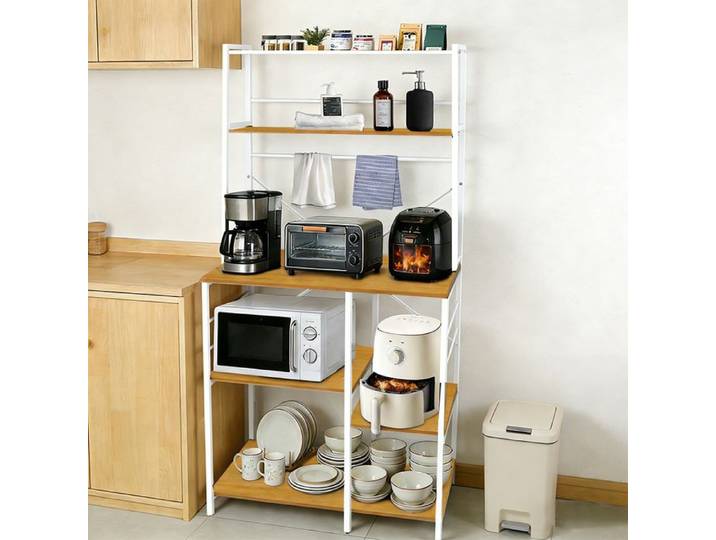 JEOBEST Étagère de Cuisine Étagère pour Machine à Café Desserte de Cuisine Industriel 90×40×168cm pour Cuisine Salon