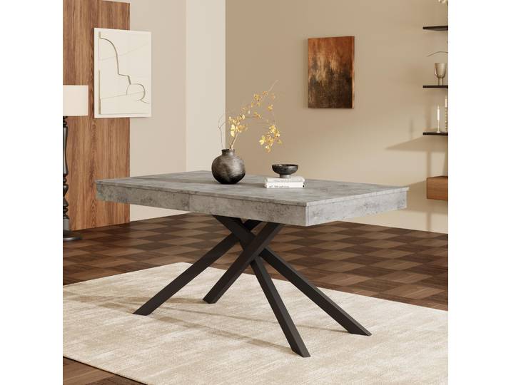 STILVORA Esstisch ausziehbar für 6-8 Personen, Tischplatte verdickt für Stabilität, Metallbeine für Esszimmer, Küche, Wohnzimmer Grau