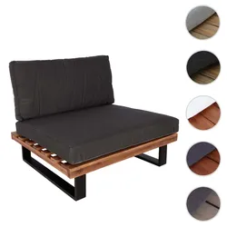 Lounge-Sessel HWC-H54, Garten-Sessel, Spun Poly Akazie Holz FSC®-zertifiziert Aluminium ~ braun, Polster dunkelgrau