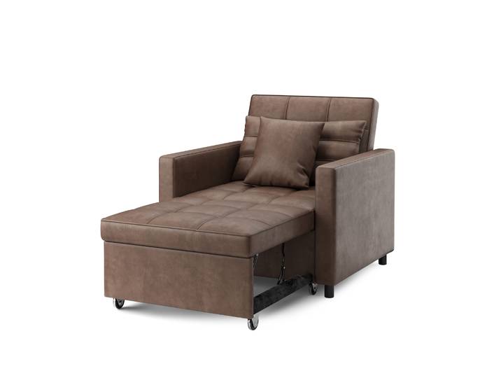 Sessel Leder mit Schlaffunktion LINO braun