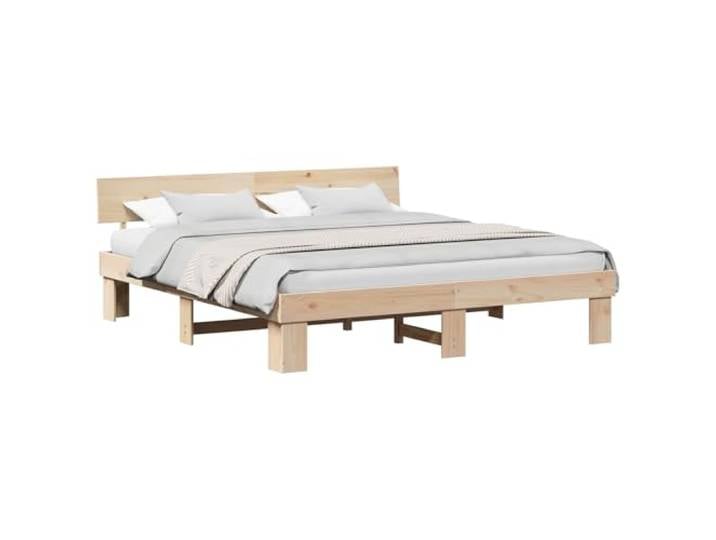 PUGYNBK Bettgestell natur 180 x 200 cm Kiefer massiv Feste Lamellen, solides Kopfteil, modernes Design, einfache Reinigung, robuster Boden