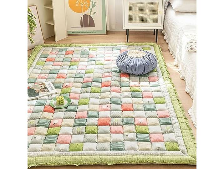 TVANTRUXIS Japanische Futon-Matratze aus Baumwoll-Polyester Mehrfarbige, mehrere Größen for Zuhause, Camping, Schlafsaal, Reisen: Tragbare Bodenmatratze(Green,70x150cm)