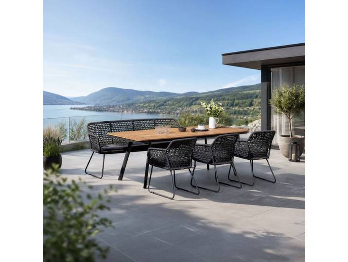 Niehoff Kubu Gartenmöbel-Set L (6 Plätze) Tisch 220x95cm Dunkelgrau