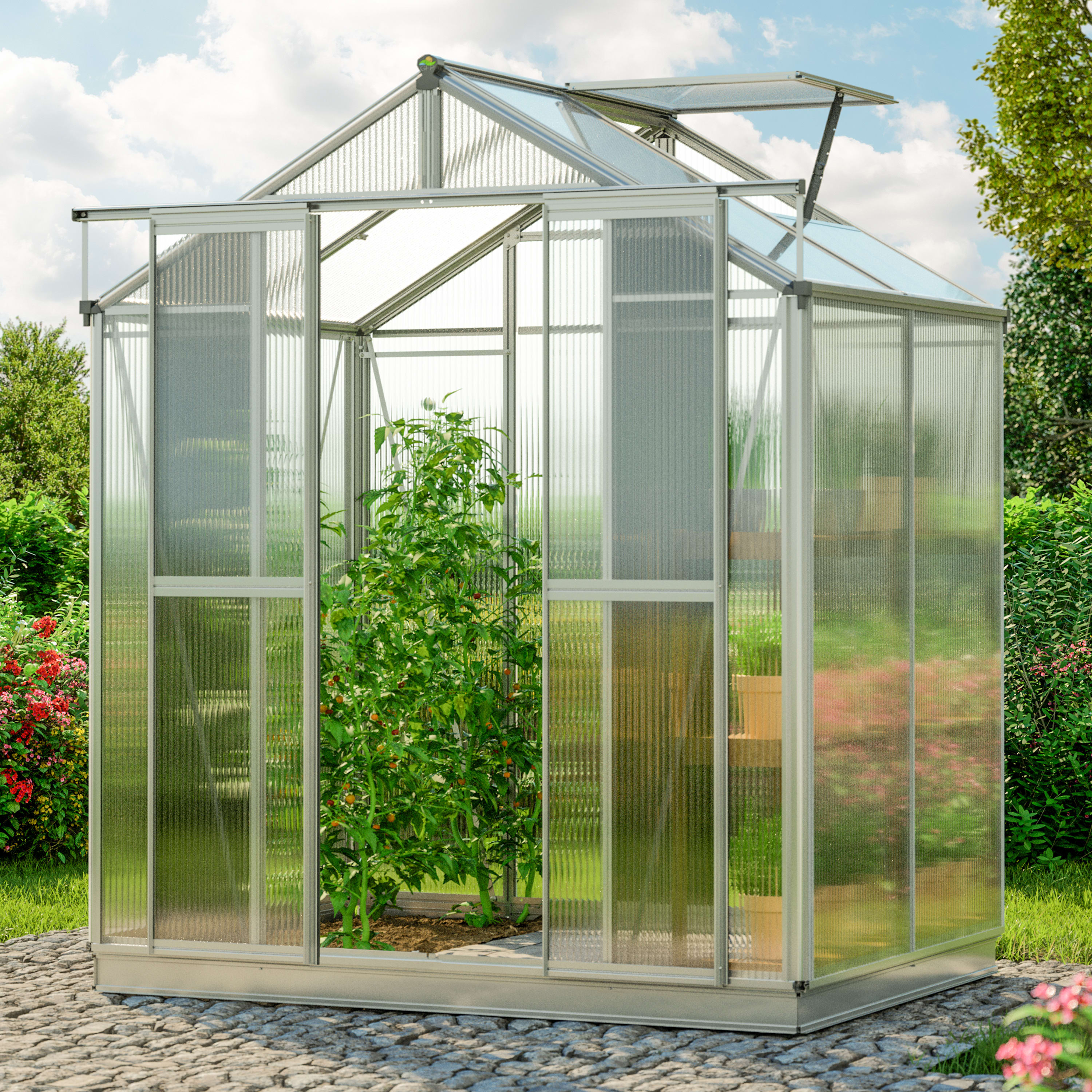 GFP 179 x 133 cm Drivhus, tilbehørs-sæt XL, 8 mm polycarbonat-pladerne - (GFPV00842)