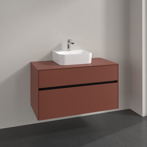 Villeroy und Boch Collaro Waschtischunterschrank C09400AH 100x54,8x50cm, Waschtisch mittig, wine red