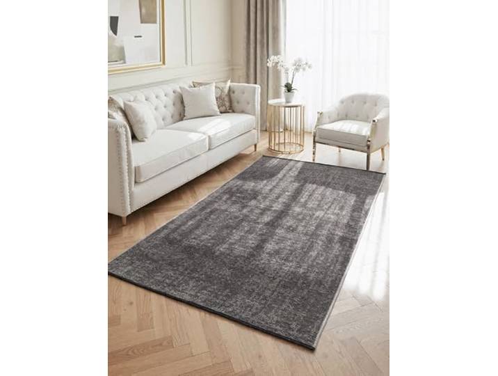 Elle Decoration Brilliance - Kurzflor Teppich Prisma, Wohnzimmerteppich mit Raster Design, Kachel, Quadrat Muster, Glänzender, Moderner Teppich für Wohnzimmer, Schlafzimmer - Silber Grau, 80x150 cm