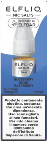 Elfbar Elfliq Blueberry Sour Raspberry Liquido Pronto 10ml Mirtillo Lampone