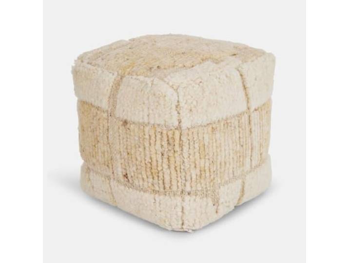 Loberon Hocker Palmane, Creme Sitzsack, Natürliche Wollhaptik, Weiche EPS-Perlenfüllung, Entspanntes Sitzgefühl
