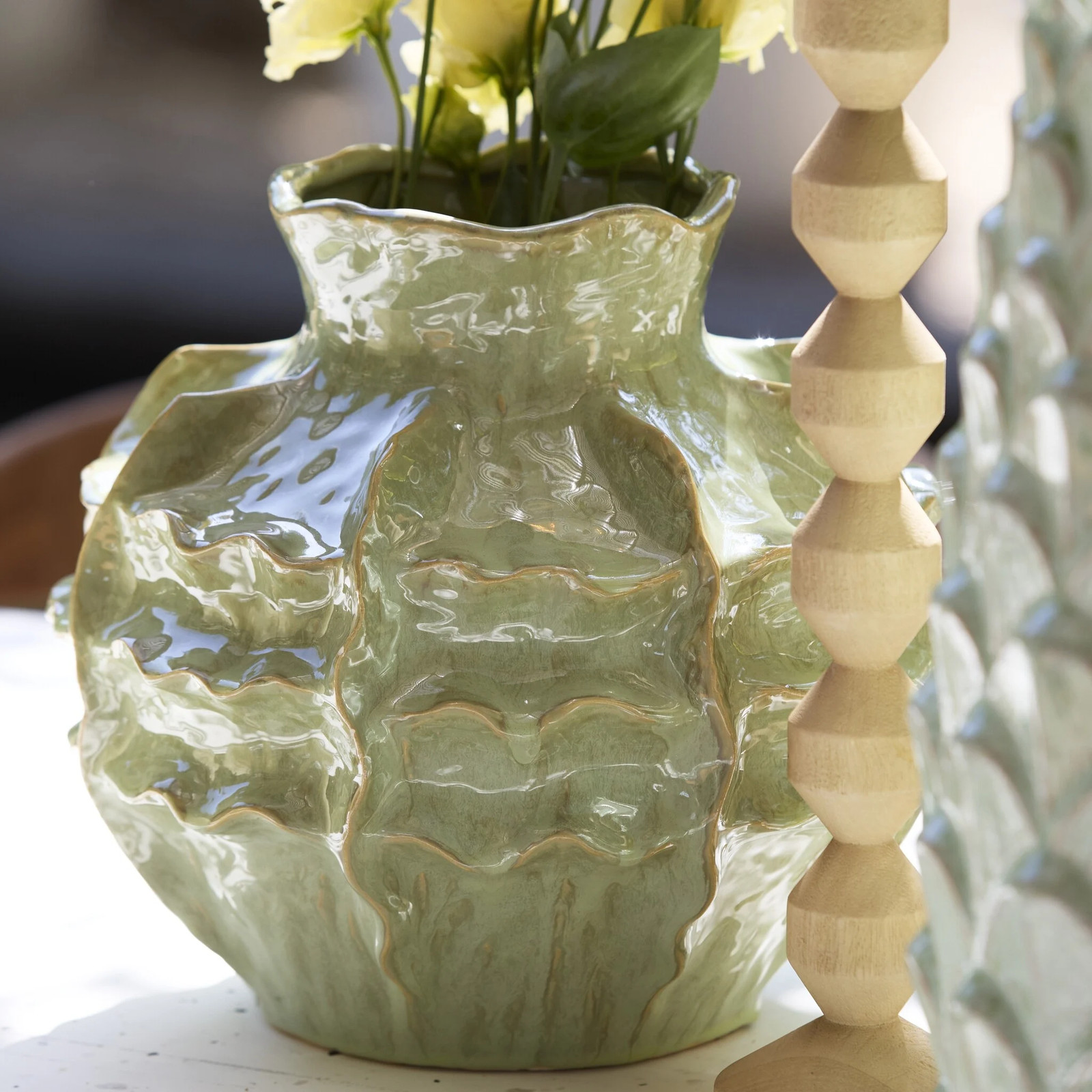 Light en Living Deco Vaas LOSETO Keramiek Groen Ø30 x 28 cm