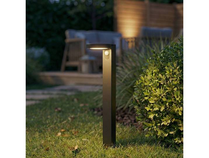 Prios LED-Solar-Wegeleuchte Tarlson, rund, anthrazit, Sensor Tarlson PRIOS, schwarz, Kunststoff, Modern, Solarleuchte