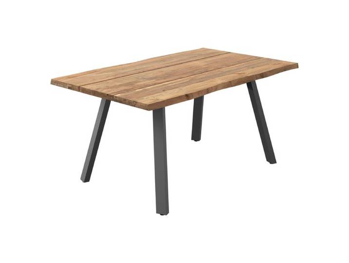 OUTLIV. Negara Gartentisch 160x90cm Edelstahl/Teak recycelt Baumkante Dunkelgrau