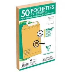 Clairefontaine 500x Versandtaschen haftklebend Kraft 162x229mm/C5 90g - Braun 5742C