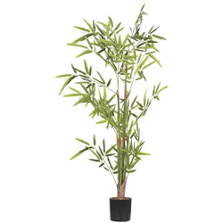KUNSTPFLANZE im Blumentopf 100 cm Grün/Schwarz Bambusa Vulgaris