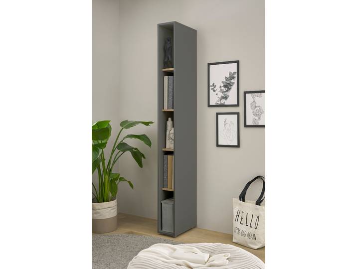 Aktenregal HOME AFFAIRE CiTY/GiRON , grau (anthrazit), B:20cm H:200cm T:40cm, Holzwerkstoff, Regale, Aktenregal