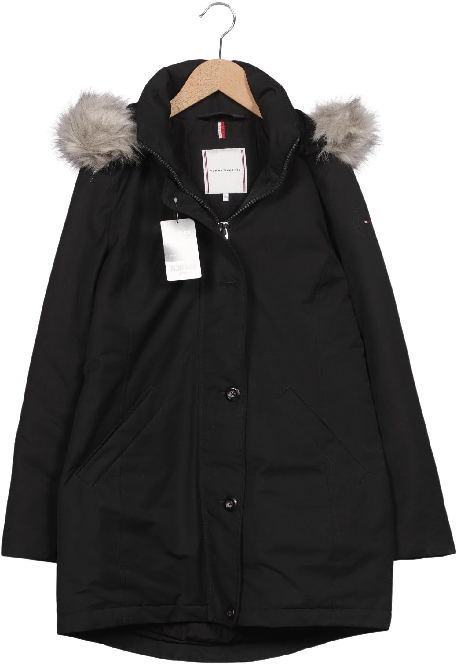 Tommy Hilfiger Damen Mantel, Schwarz, Gr. Xxs, Synthetik - Second Hand
