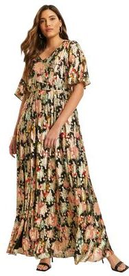 Plus Size Women's Metallic Printed Maxi Dress by June & Vie in Black Textured Wallflower (Size 18/20)