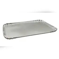CROKUS Einweg-Servierplatten, einseitig silber, 25 x 34 cm (60 Stück)