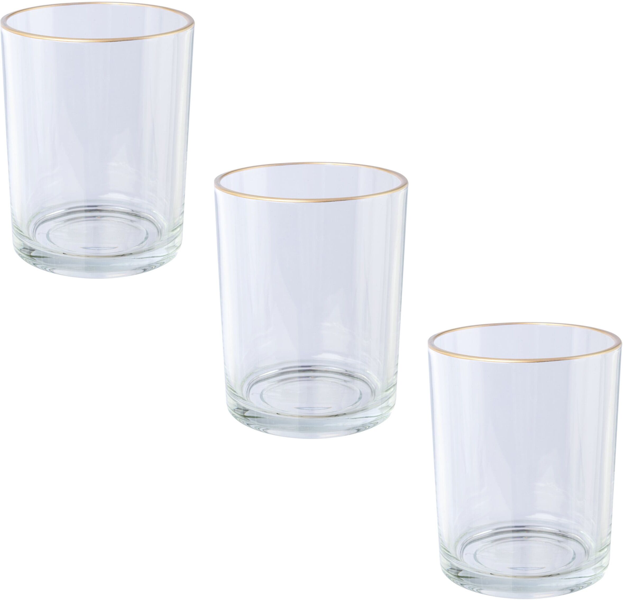 Teelichthalter CREATIV DECO "Weihnachtsdeko", transparent, H:12,5cm Ø:10cm, Glas, Kerzenhalter, Teelichthalter, mit zartem goldfarbenen Rand transparent B/H/T: 12,5cm