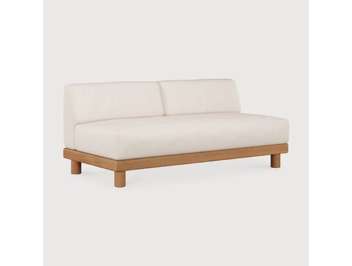 Ethnicraft Monocle Outdoor-Modulsofa 2-Sitzer Teak/Stoff White