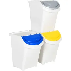 vidaXL Abfallbehälter stapelbar, Abfalleimer, Weiss