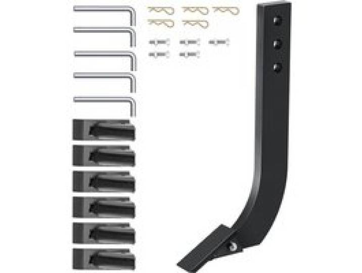 VEVOR Tige de labourage de lame de caisson 410 x 209 mm tige de grattoir de scarificateur 5 pièces tige de ripper 3 trous avec dents et broches coniques amovibles pour remplacement, creuser, labourer