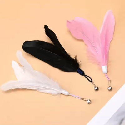 Inspire Curations WhiskerBounce Suction Cup Feather Wand Cat Toy 2pcs Random Feathers super Suction Cup
